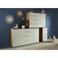 Sideboard in Weiß/Eichefarben - Chromfarben/Eichefarben, MODERN, Glas/Holzwerkstoff (180,4/99,8/40cm) - Premium Living Sideboard in Weiß/Eichefarben - Chromfarben/Eichefarben, MODERN, Glas/Holzwerkstoff (180,4/99,8/40cm) - Premium Living