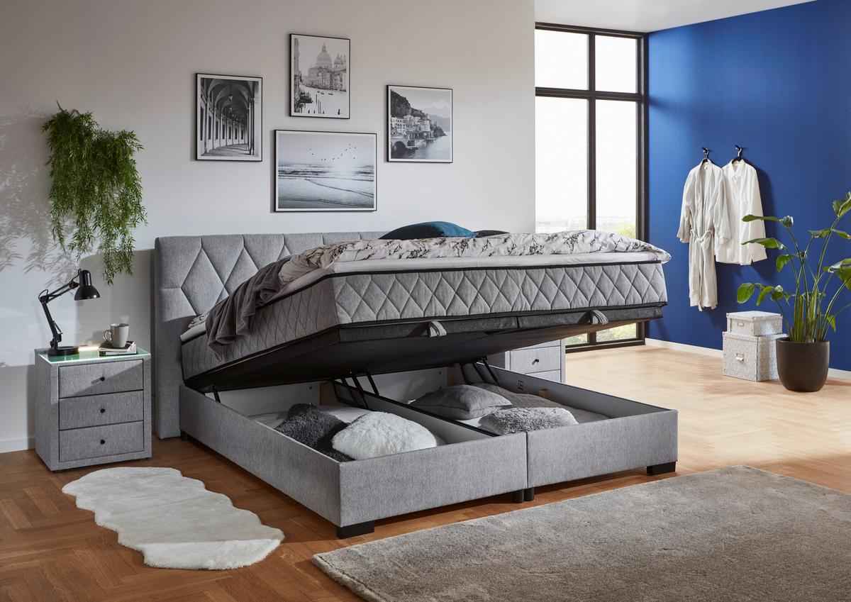 Box Krevet Maya B - siva/crna, Konvencionalno, drvni materijal/drvo (200/220cm) - Based