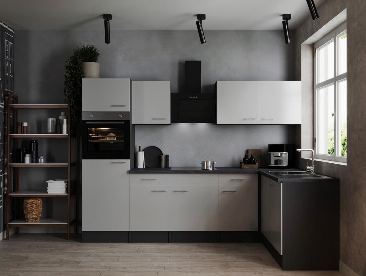 Kotna Kuhinja Z Aparati Oliver, 280x172cm - srebrne barve/siva, Design, kovina/leseni material (280/172cm) - Respekta