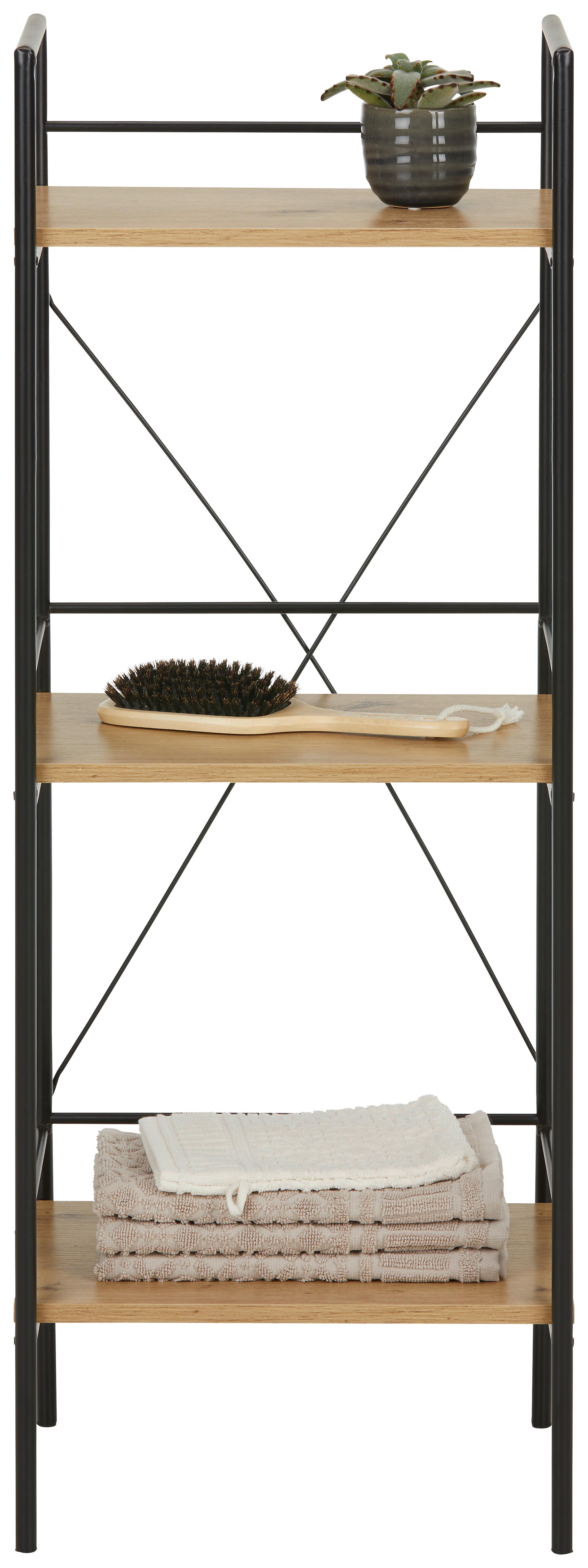 Regal in Schwarz/Eichefarben - Eichefarben/Schwarz, LIFESTYLE, Holzwerkstoff/Metall (34/96/27cm) - Mömax