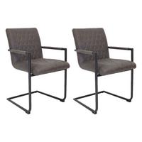 Armlehnstuhl-Set Damian ca. 52x88 cm 2er-Set Anthrazit - Anthrazit/Schwarz, LIFESTYLE, Textil/Metall (52/88/63cm) - MID.YOU
