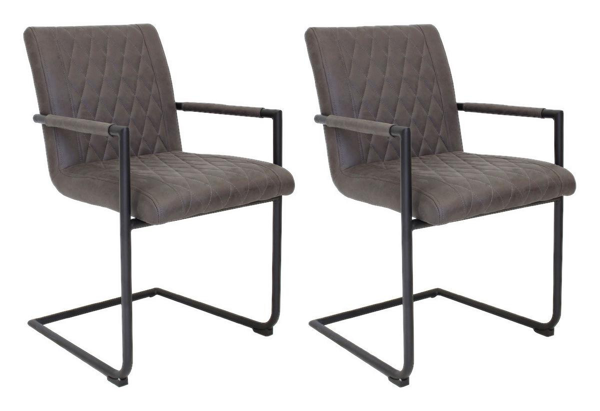Armlehnstuhl-Set Damian ca. 52x88 cm 2er-Set Anthrazit - Anthrazit/Schwarz, LIFESTYLE, Textil/Metall (52/88/63cm) - MID.YOU
