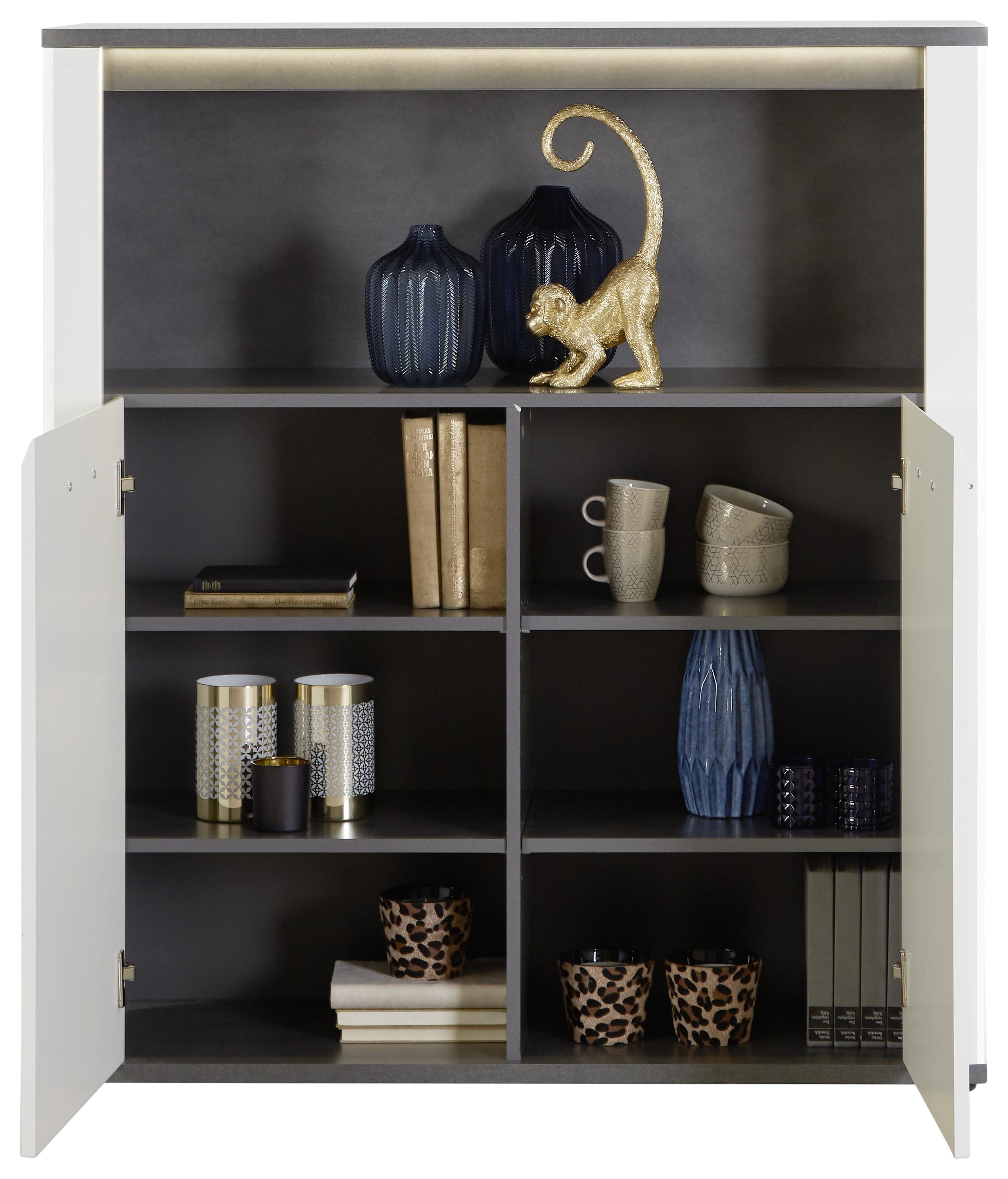Visoka Komoda Alassio - barve kroma/bela, Moderno, kovina/umetna masa (109/122/37,5cm) - Premium Living