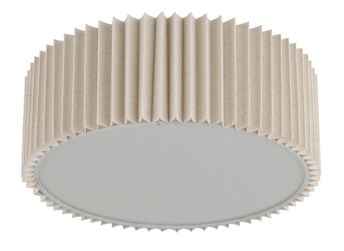 DECKENLEUCHTE 15757D1 PAGE - Weiss/Naturfarben, Basics, Kunststoff/Textil (33/13cm) - Globo