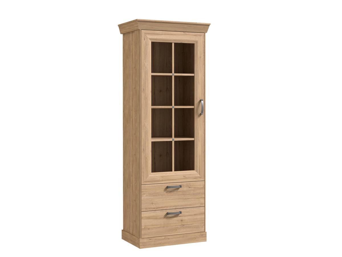 Vitrină CANNES - culoare lemn stejar, Romantik / Landhaus, plastic/sticlă (74/205/47cm) - Premium Living