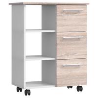 Večnamenski Voziček Esilo, Hrast, Bela - bela/hrast sonoma, Design, leseni material (68/38/85cm) - MID.YOU