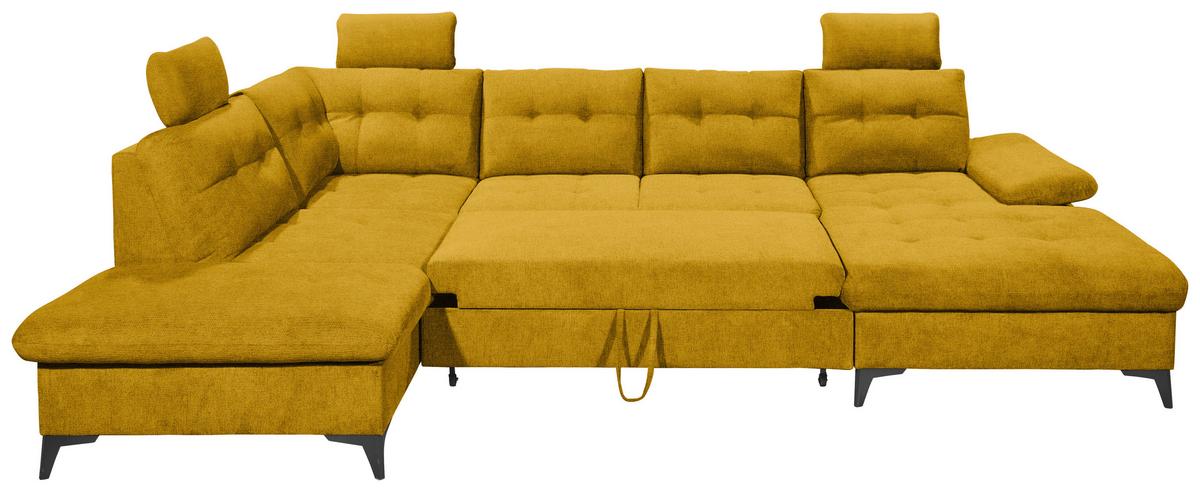 Wohnlandschaft Durban U ca. 218x324x170 cm Gelb - Gelb/Schwarz, KONVENTIONELL, Kunststoff/Textil (218/324/170cm) - MID.YOU