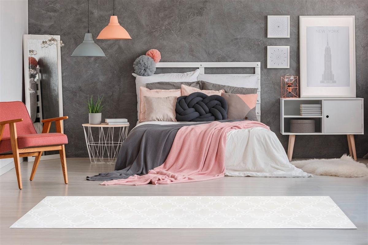 Flachwebeteppich Monroe 100 Weiss - Weiss, Konventionell, Textil (80/150cm) - Kayoom