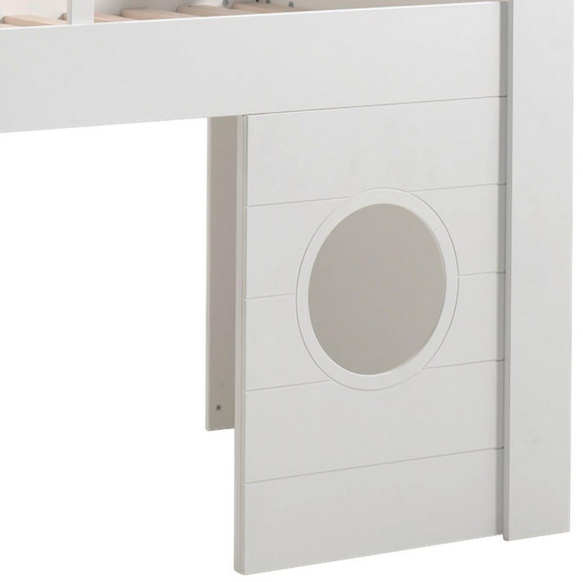 Hochbett Freya B: 90 cm Weiß mit Leiter - Weiß, MODERN, Holzwerkstoff (90/200cm) - MID.YOU