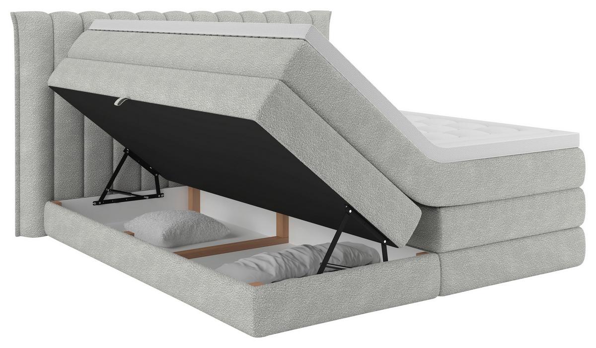 Boxspringbett Lina Hellgrau ca. 200x200cm - Hellgrau, KONVENTIONELL, Holz/Holzwerkstoff (200/200cm) - Premium Living