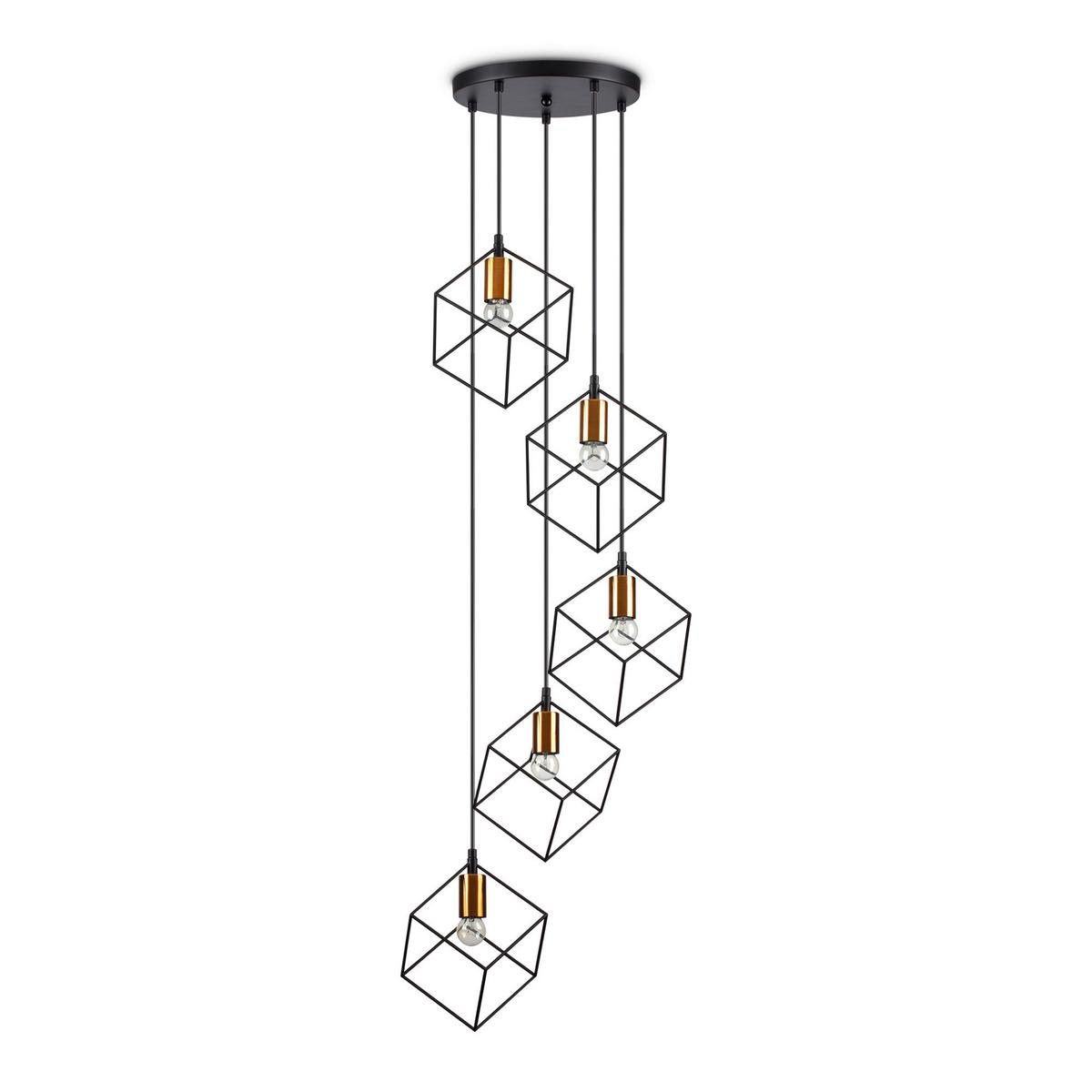 LAMPA WISZĄCA ICE SP5 NERO - kolor mosiężny/czarny, Design, metal (50/60-245,5cm)