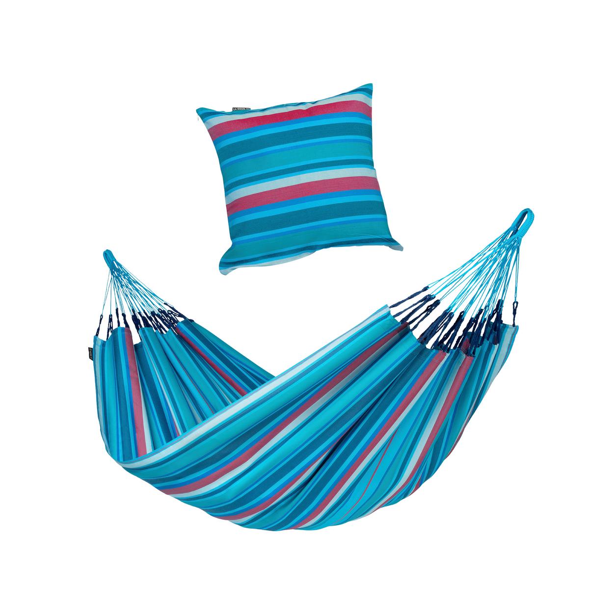 Hängematte Classic Double Hammock Blau/Rot - Blau/Kirschrot, KONVENTIONELL, Textil (160/350cm) - La Siesta