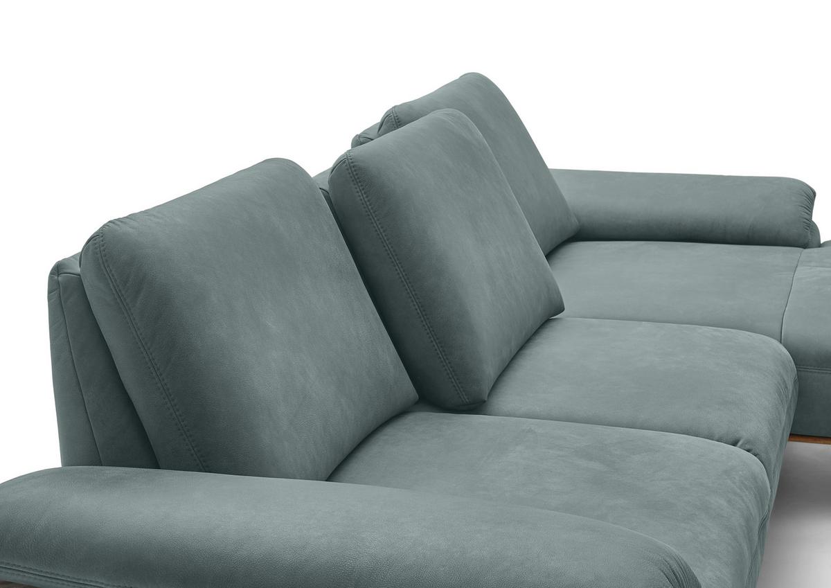 Wohnlandschaft Erling Grün - Beige/Schwarz, MODERN, Leder/Metall (322/89/187cm) - Premium Living