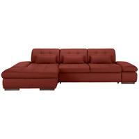 Wohnlandschaft Sanfino Leder Weinrot - Chromfarben/Weinrot, Konventionell, Leder/Metall (199/79-96/305cm) - Premium Living