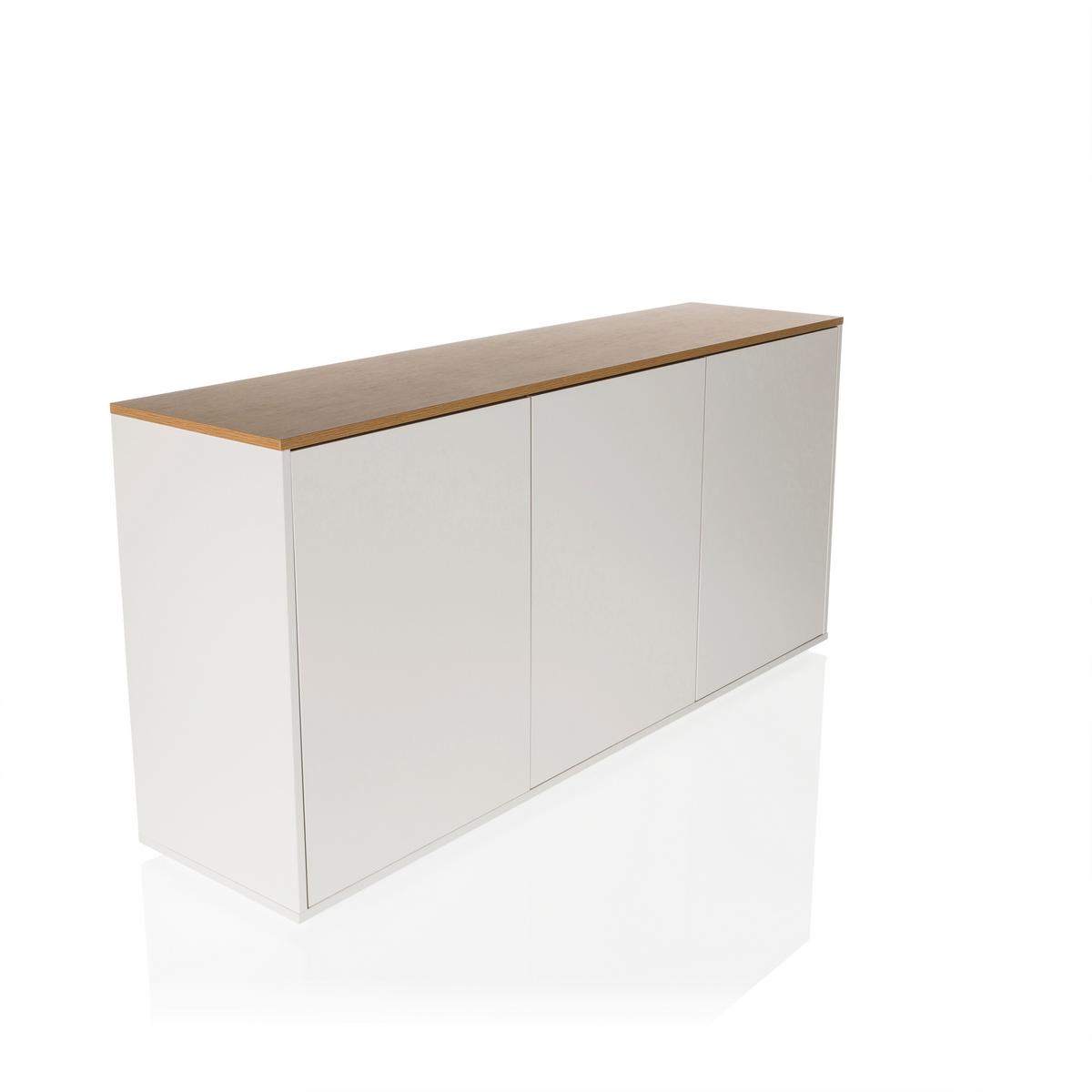 Široka Komoda Kelo, Bela, Barva Hrasta - barve hrasta/bela, Moderno, leseni material (160/76/40cm) - MID.YOU