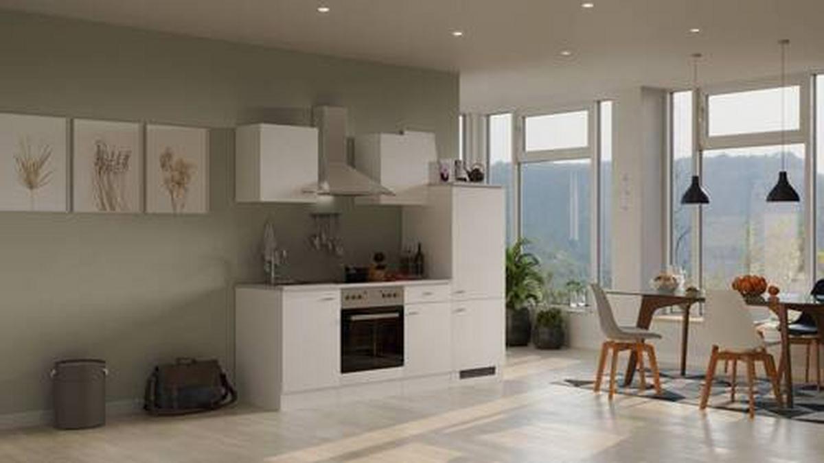 Kuhinjski Blok Wito, Bela - barve nerjavečega jekla/bela, Moderno, umetna masa/leseni material (220cm) - FlexWell