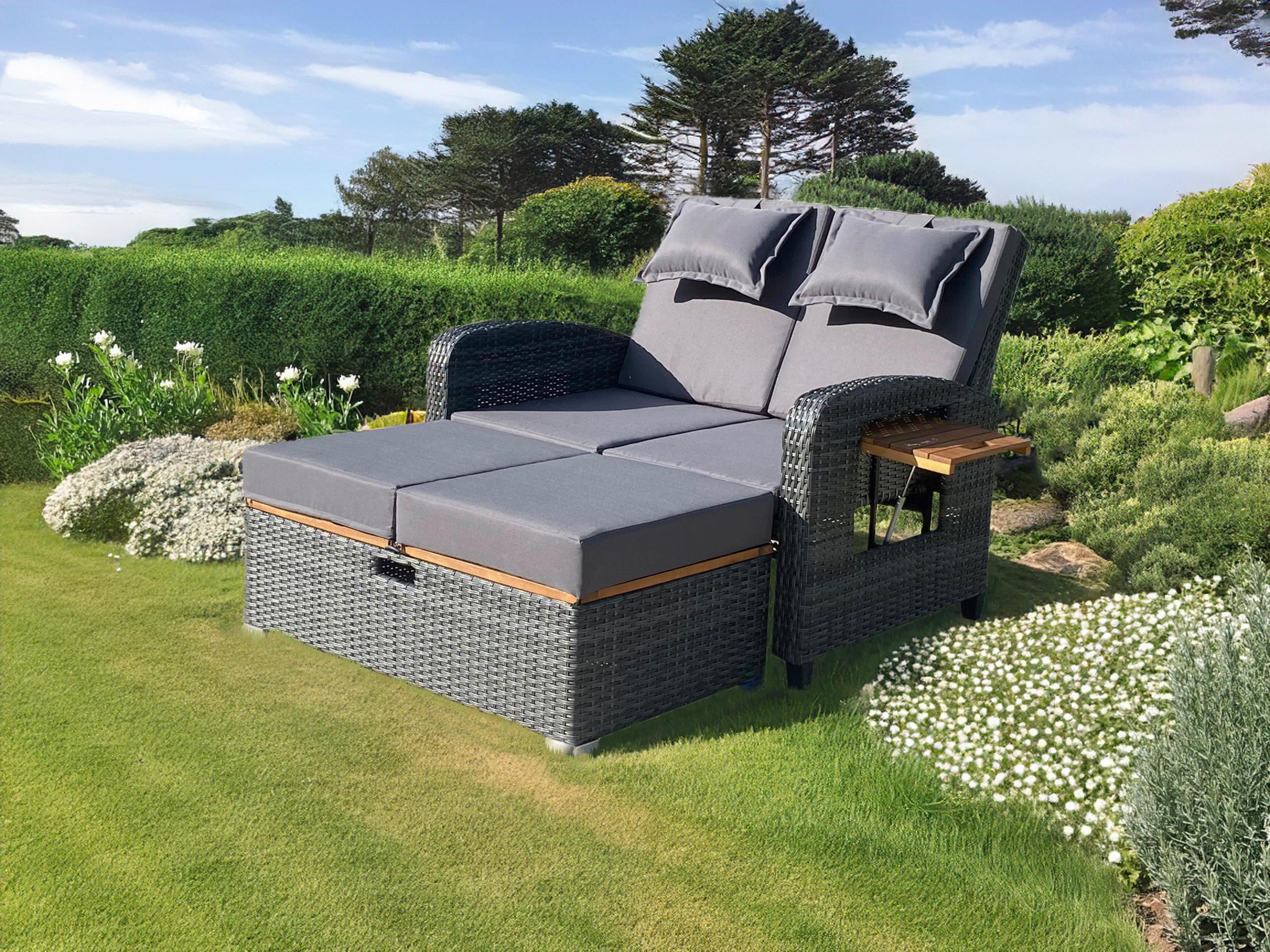 Loungegarnitur Bari ca. 116x95x118 cm Grau - Dunkelgrau/Anthrazit, Basics, Holz/Kunststoff (116/95/118cm) - Gardenson