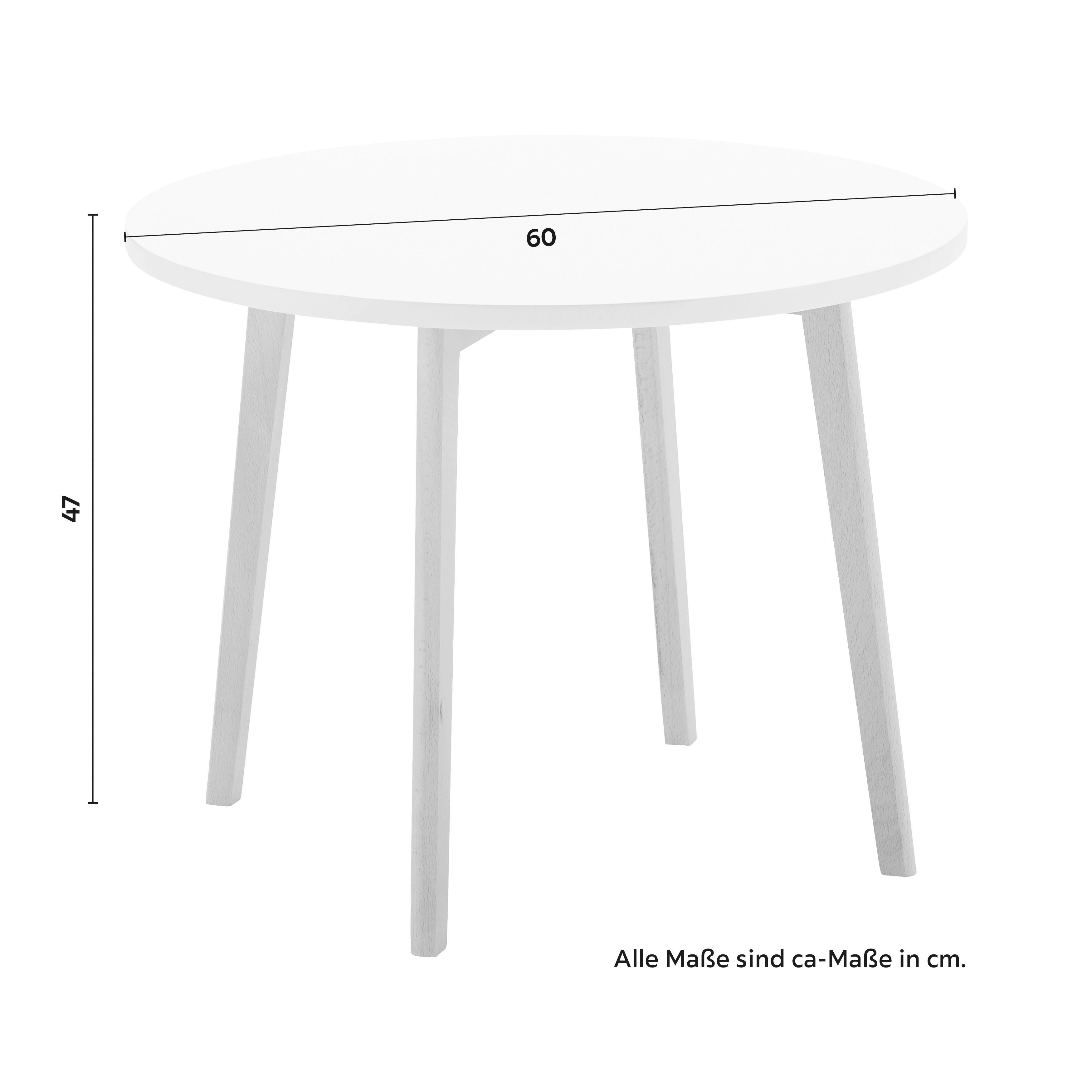 BARNBORD TIBBY - vit/bokfärgad, Modern, trä (60/47cm) - Bessagi Kids