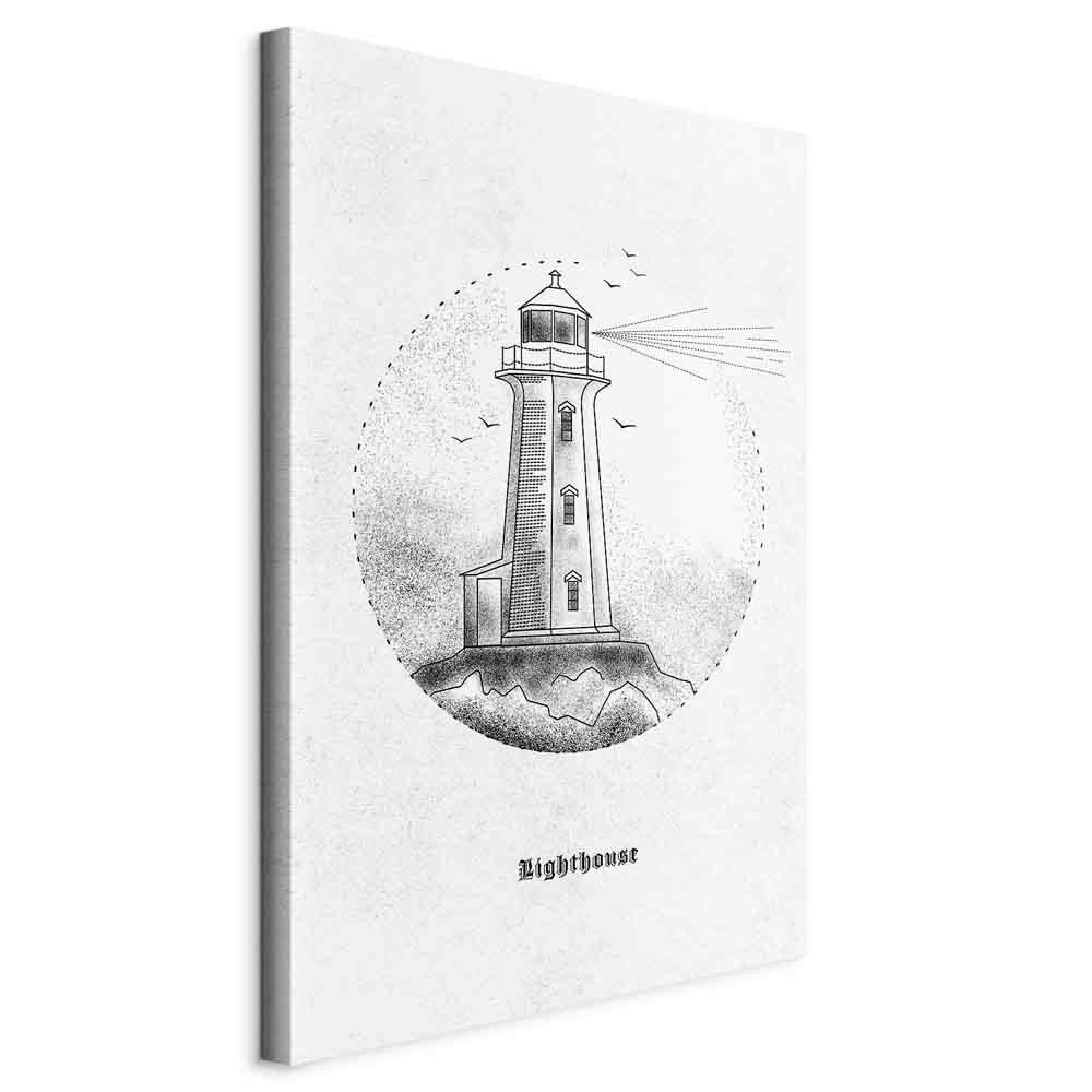 Vászonkép Black And White Lighthouse - fekete/fehér, Basics, faalapú anyag/textil (40/60/1,2cm) - artgeist