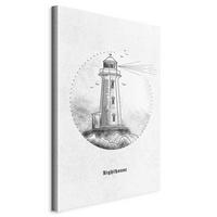 Vászonkép Black And White Lighthouse - fekete/fehér, Basics, faalapú anyag/textil (40/60/1,2cm) - artgeist