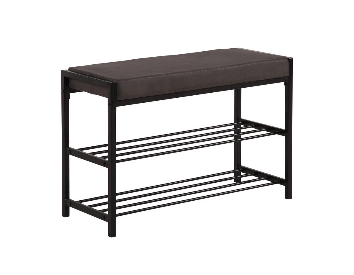 Garderobna Klop Ellie Ii, Črna, Videz Usnja - temno siva/črna, Moderno, kovina/tekstil (80/52/30cm) - Mömax