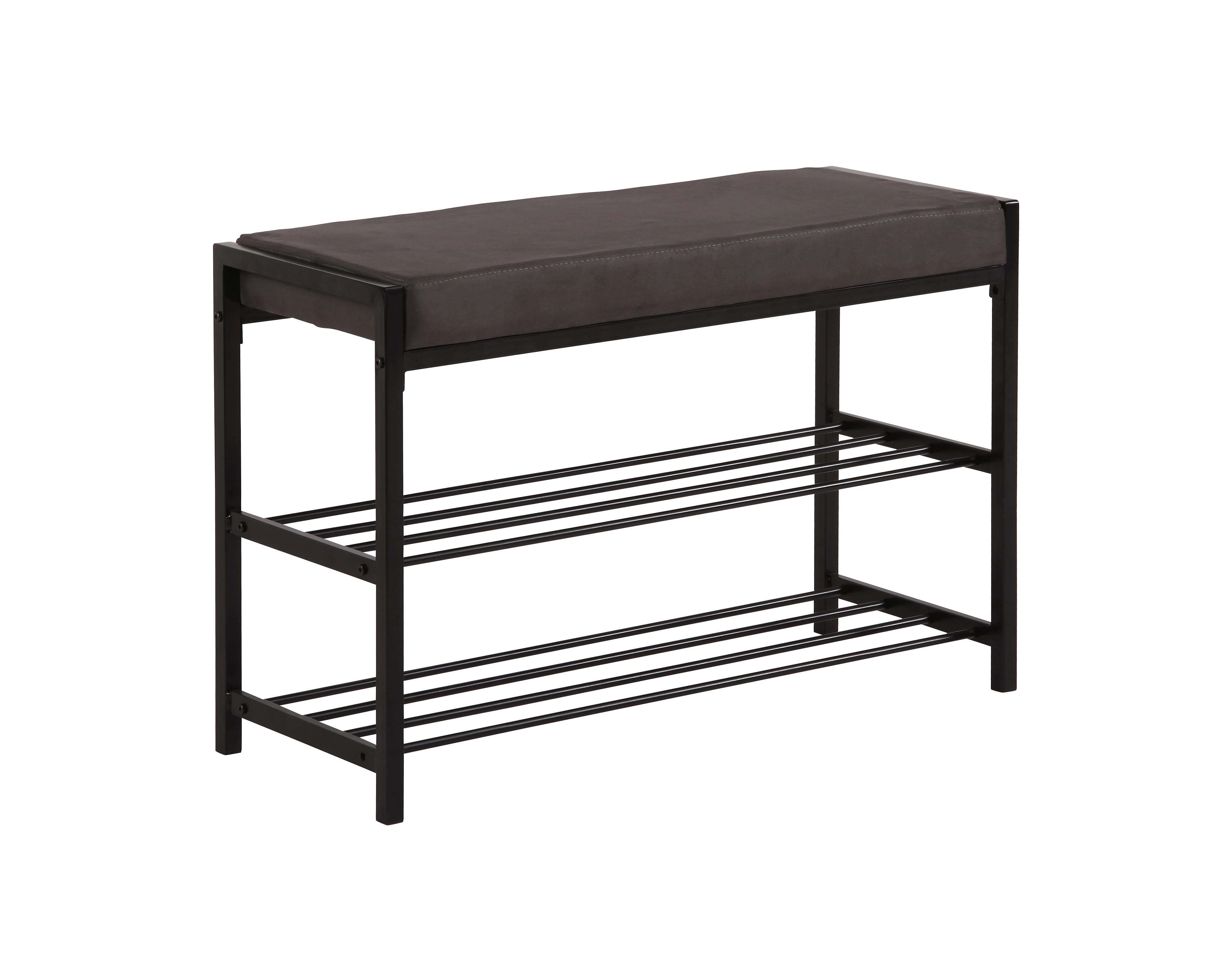 Garderobenbank Weiß - Dunkelgrau/Schwarz, MODERN, Textil/Metall (80/52/30cm) - Modern Living