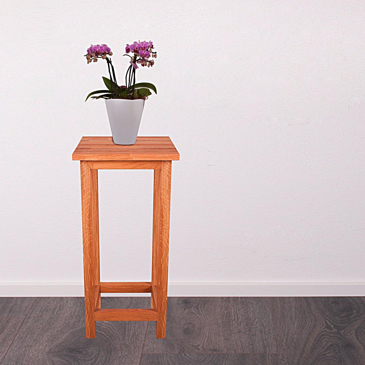 Universalhocker Echtholz Eiche massiv H: 60 cm - Eichefarben, Basics, Holz (30/60/30cm) - Gardenson
