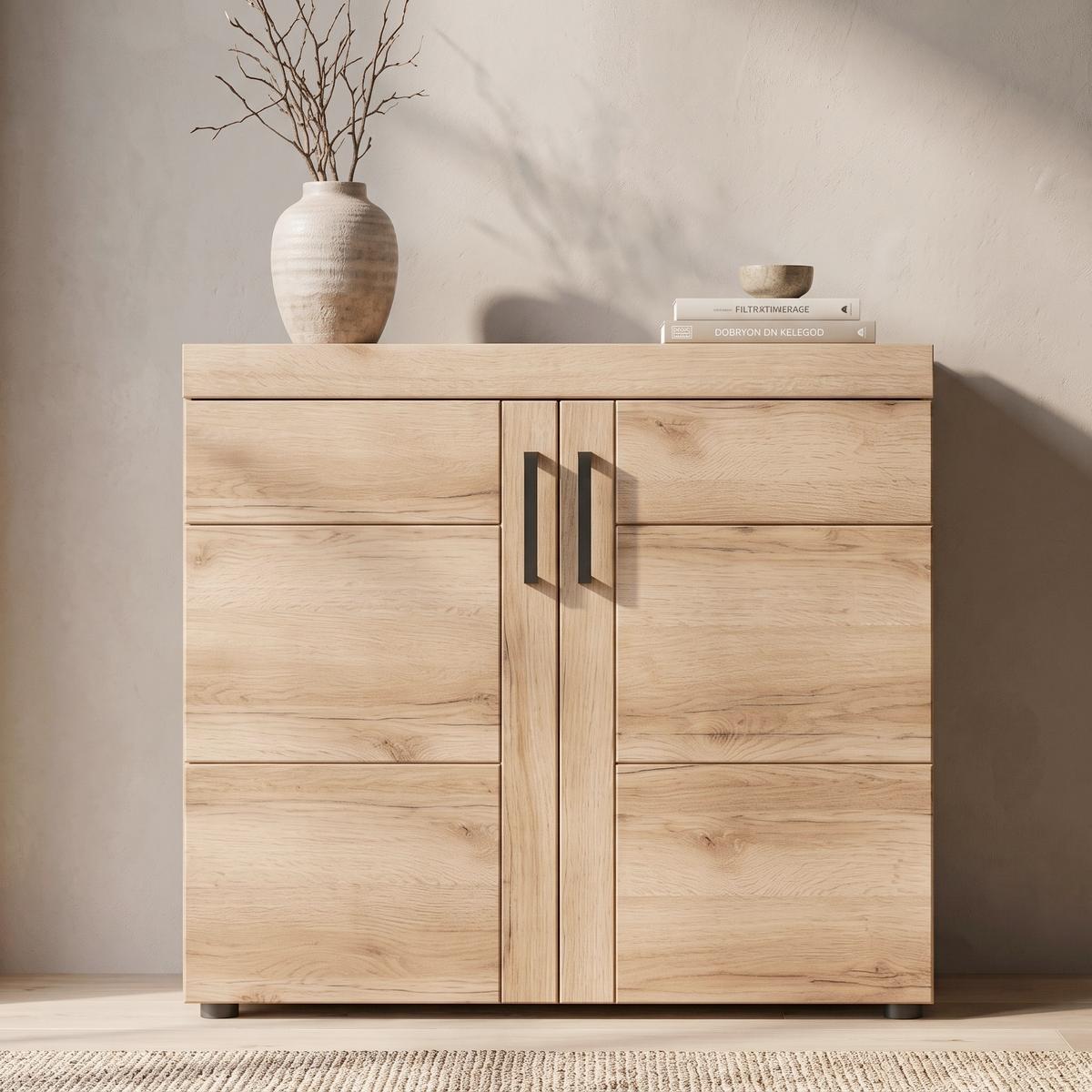 Comodă Cortina - culoare lemn stejar, Modern, material pe bază de lemn (92,8/86/40,9cm) - Modern Living
