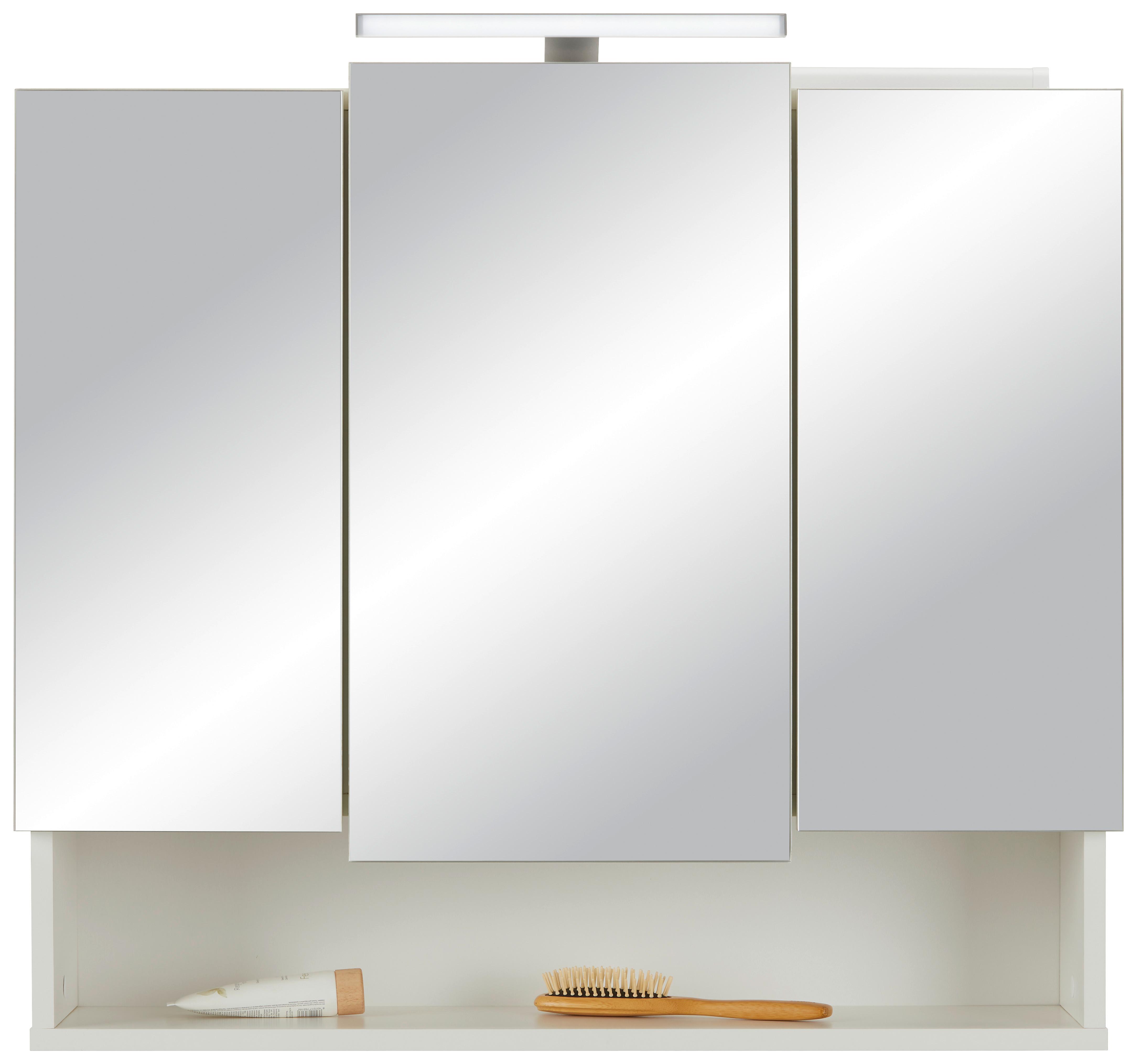 Spiegelschrank aus Glas in Weiß - Glas/Holzwerkstoff (80/70/22cm) - Modern Living