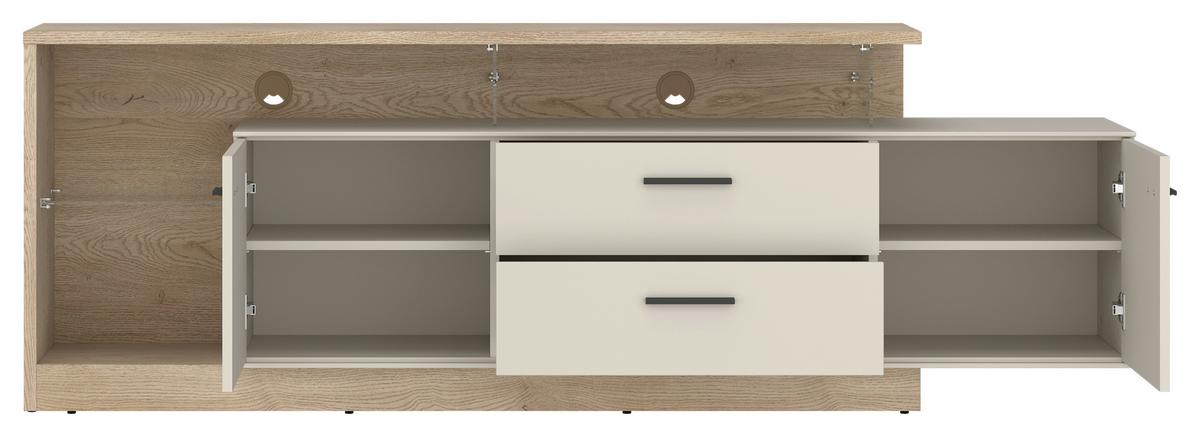 Tv-element Meolo, Kašmir, Barva Hrasta - kašmir/črna, Moderno, umetna masa/steklo (191,5/65,5/40cm)