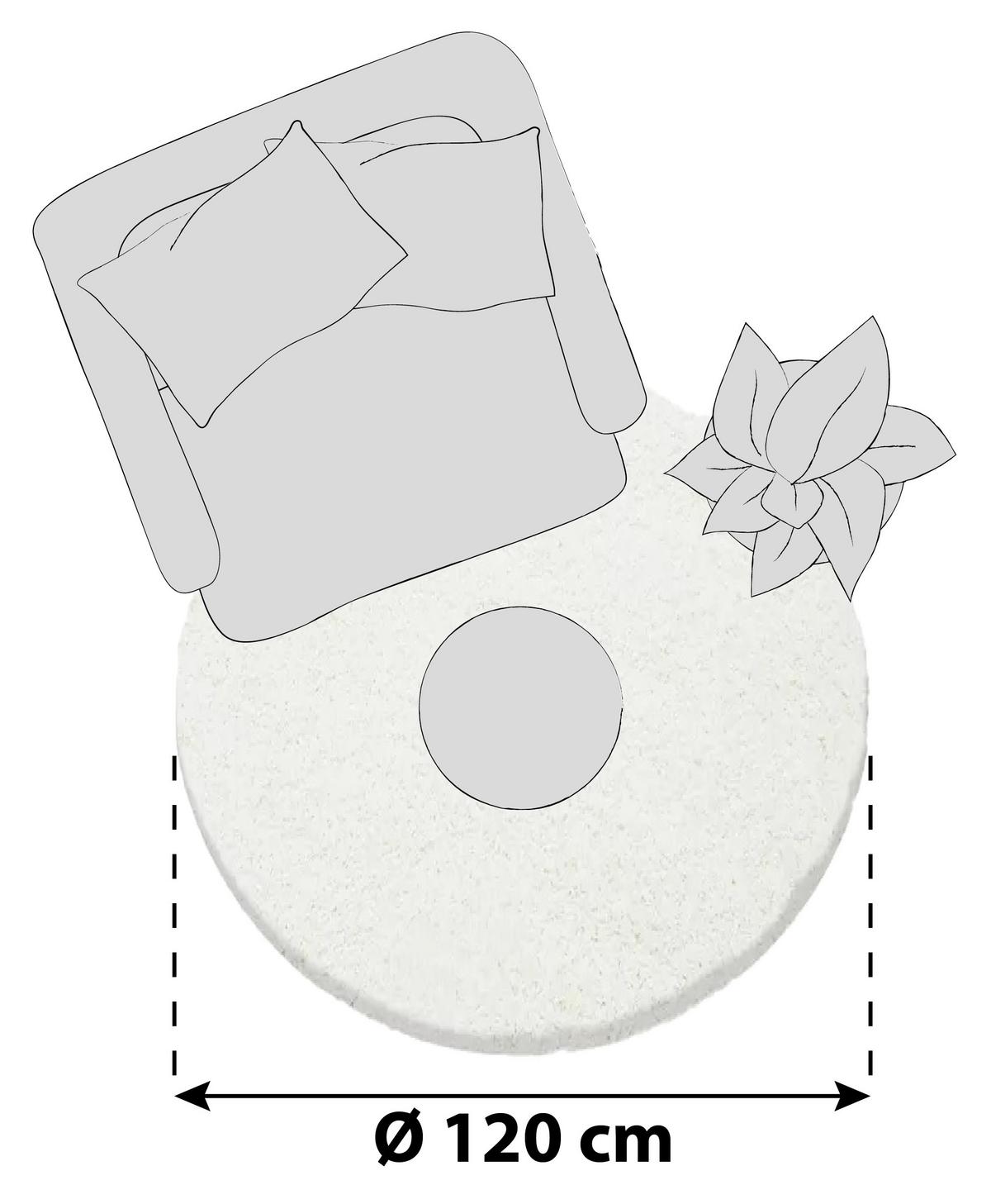 Hochflorteppich Dream Creme Ø ca. 120cm - Creme, KONVENTIONELL, Textil (120cm) - Novel