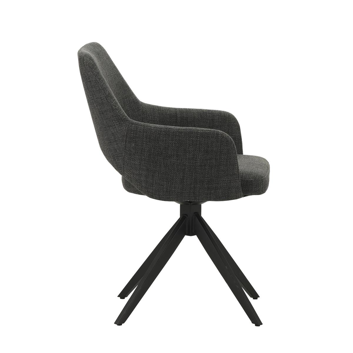 Stuhl Asher Anthrazit - Anthrazit/Schwarz, MODERN, Textil/Metall (54,5/85/61,5cm) - MID.YOU