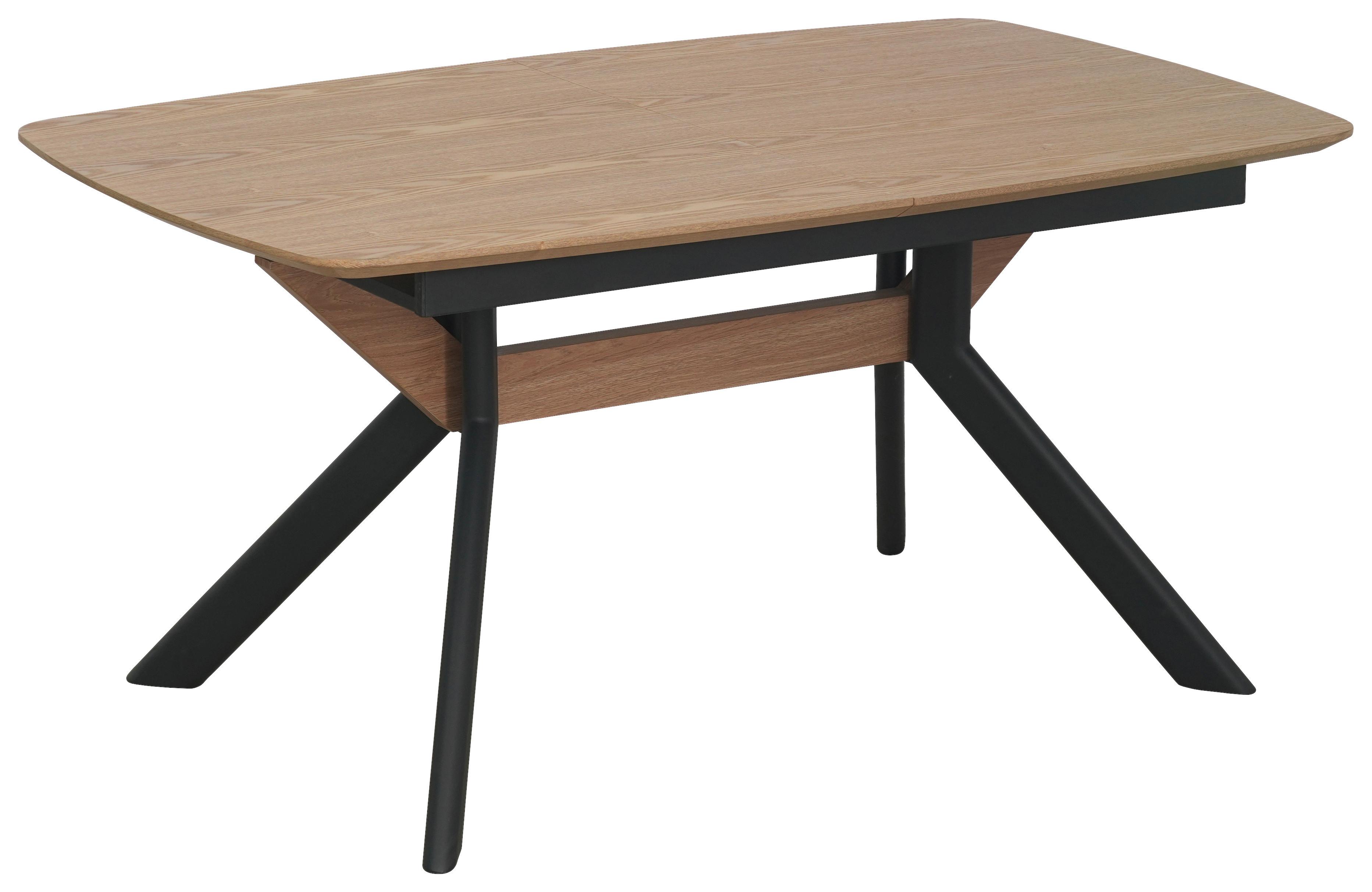 Raztegljiva Miza Riga, Naravna Barva, Črna, 160-200x95 - črna/naravne barve, Moderno, kovina/leseni material (160-200/95/76cm) - Livetastic