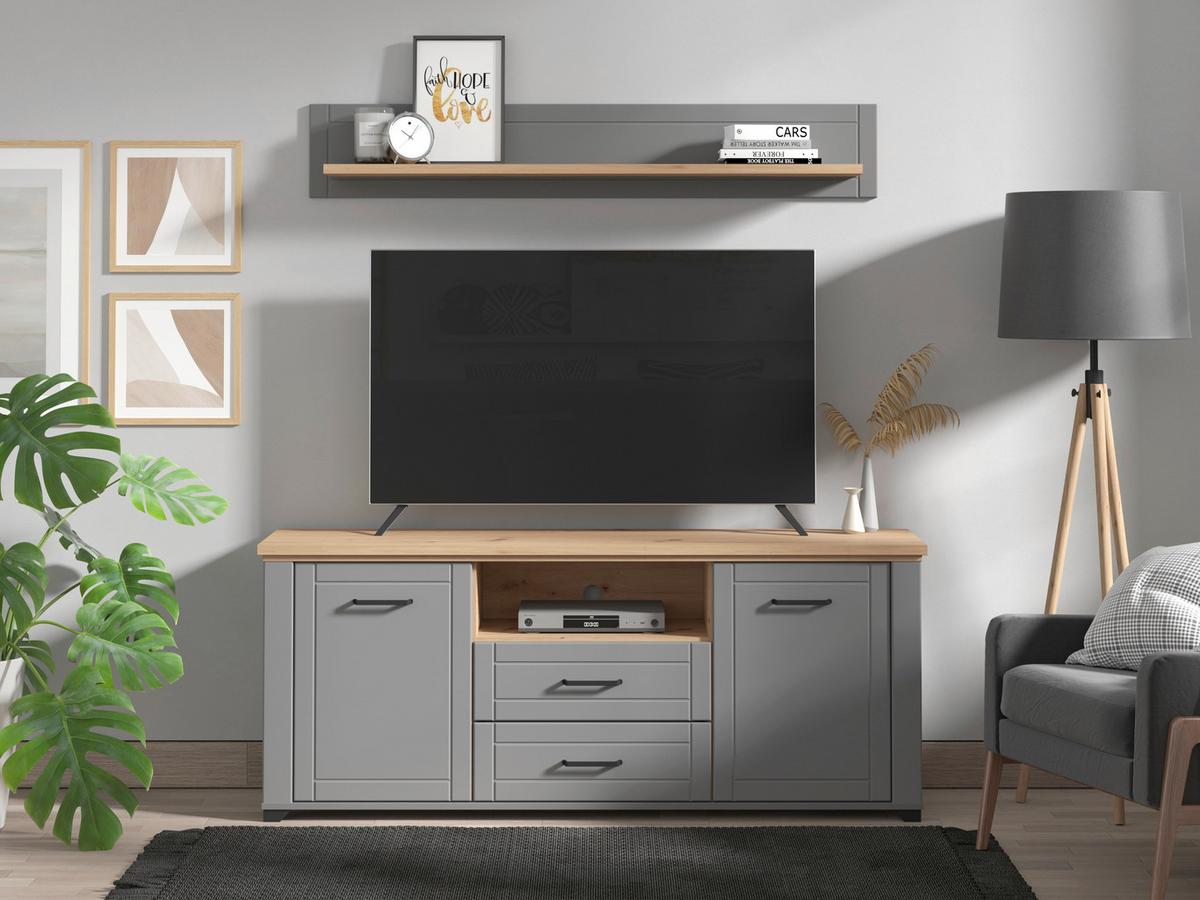 Tv Elem Valencia - grafitszürke/fekete, Basics, műanyag/faalapú anyag (161/66,5/41cm)