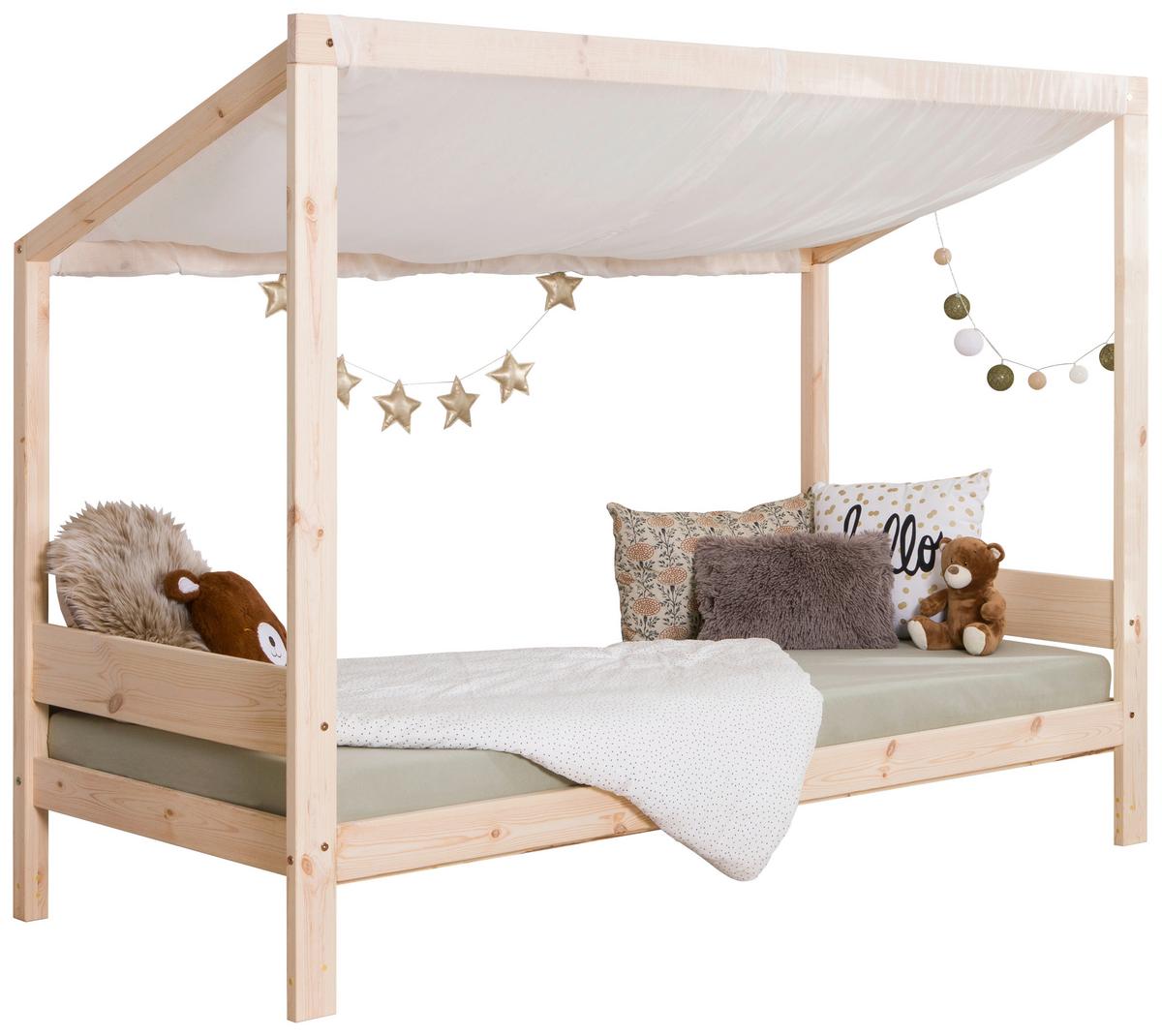 Bodenbett Fußball Holz ca. 90x200 cm - Naturfarben, MODERN, Holz/Textil (90/200cm) - MID.YOU