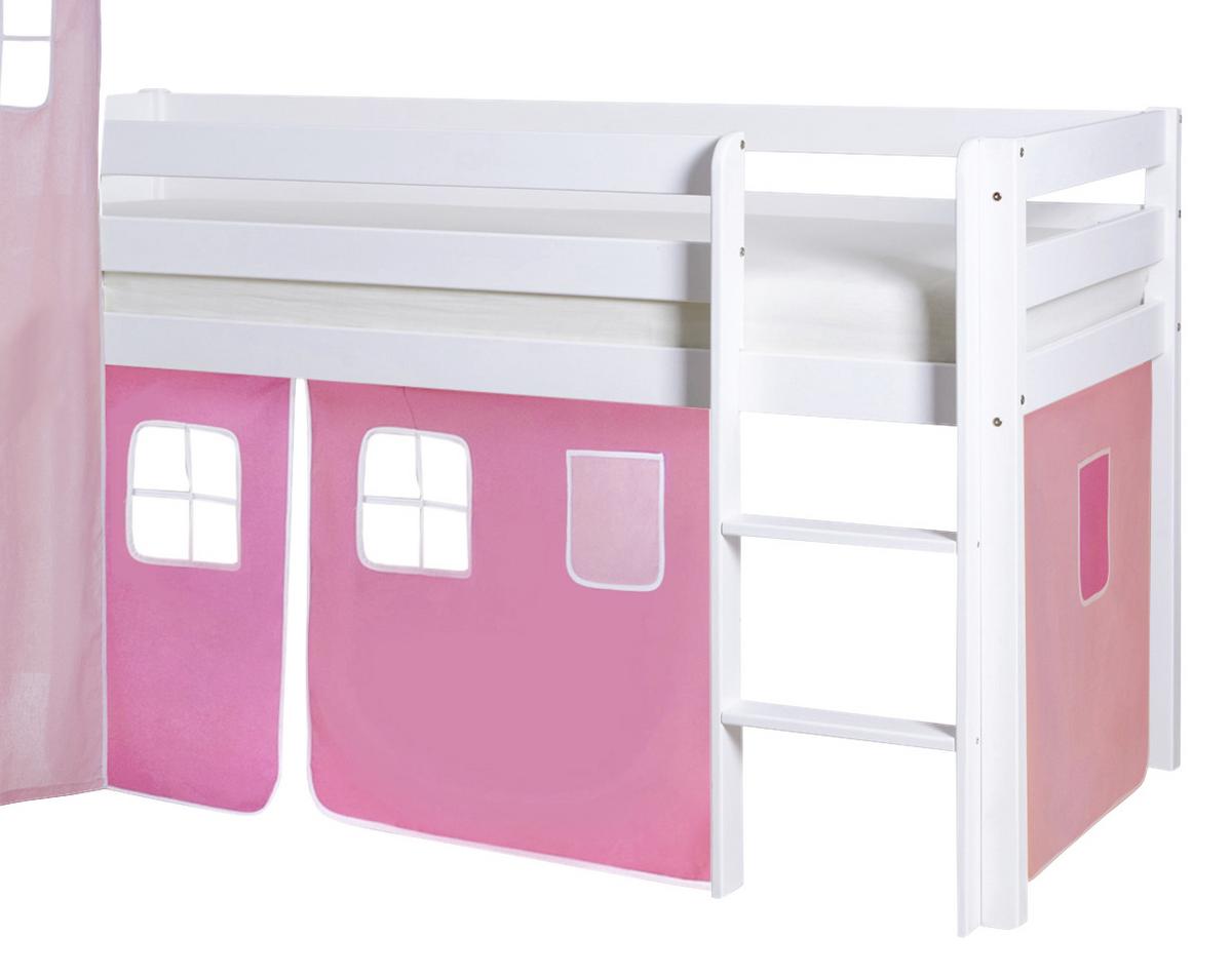 Igralna Postelja Kasper, 90x200, Roza, Tobogan, Stolp - roza/bela, Natur, les (90/200cm) - MID.YOU