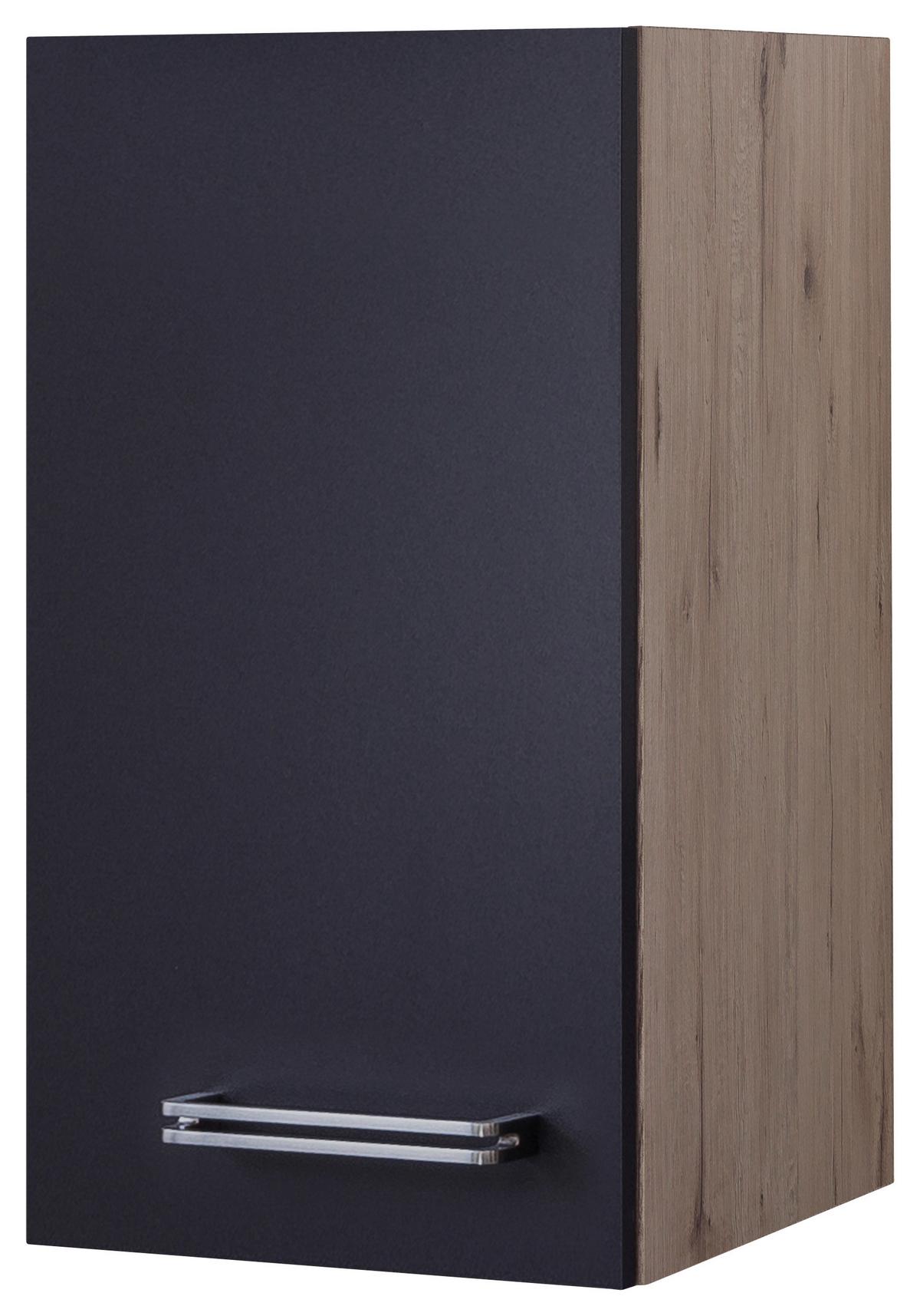 Küchenoberschrank Anthrazit/Eiche - Edelstahlfarben/Eichefarben, MODERN, Holzwerkstoff/Metall (30/54/32cm) - FlexWell
