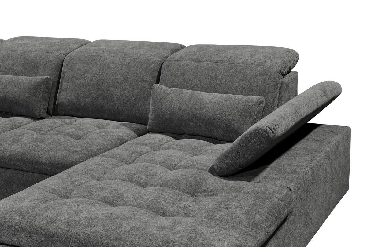 Wohnlandschaft Wayne U inkl. Kissen Dunkelgrau - Dunkelgrau/Silberfarben, KONVENTIONELL, Kunststoff/Textil (240/340/188cm) - MID.YOU