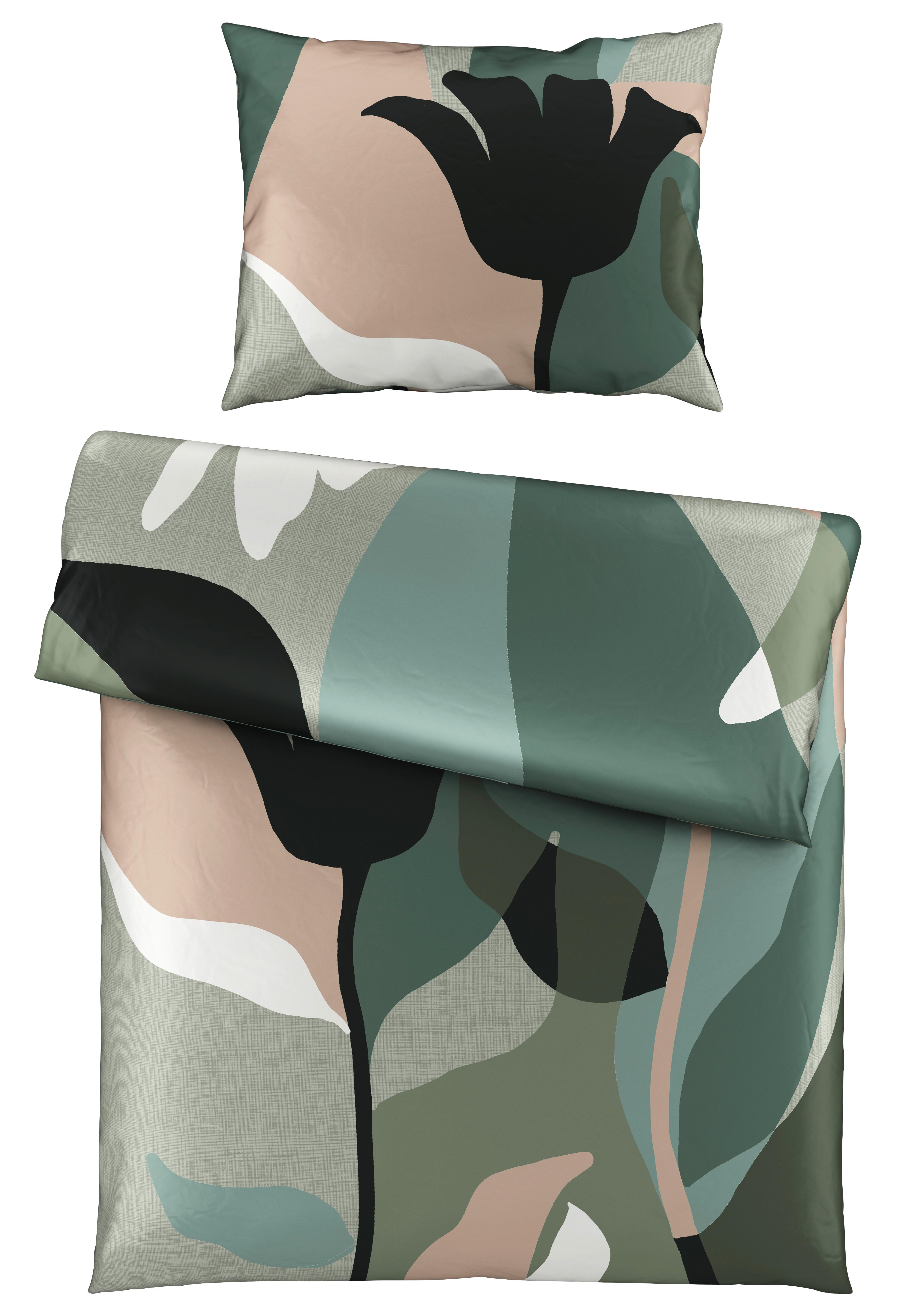 BETTWÄSCHESET TAMARA - Grün, Konventionell, Textil (160/210cm) - Modern Living