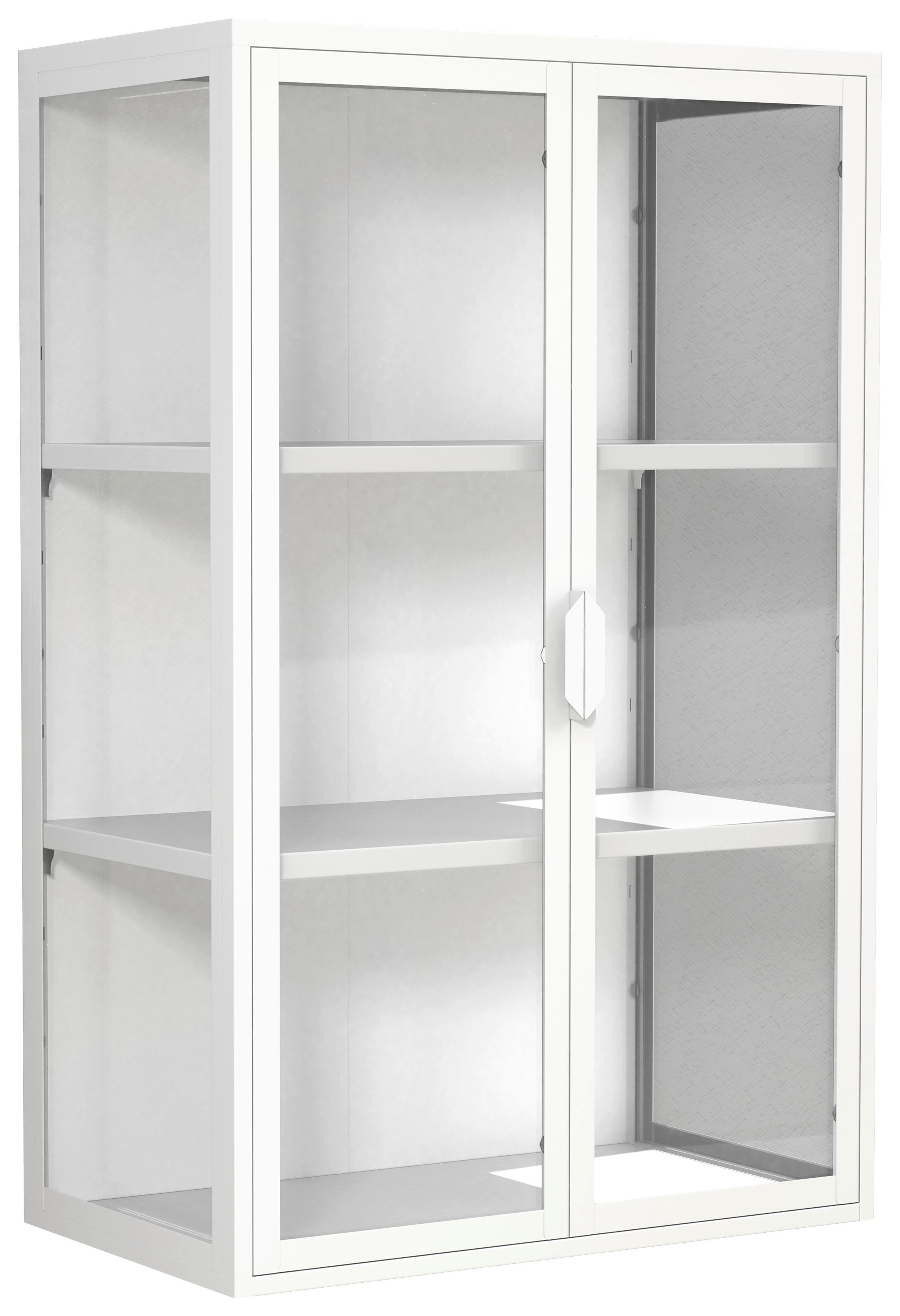 Hängevitrine Flokas L - Weiss/Transparent, Design, Glas/Metall (60/95/35cm) - MID.YOU