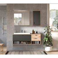 Badezimmer Grado 4-tlg. ca. 138 cm Eiche/Grau - Dunkelgrau/Weiß Hochglanz, MODERN, Glas/Keramik (138cm) - MID.YOU