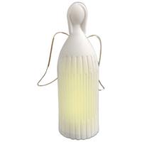 Dekoengel Enja Weiß/Naturfarben ca. 15cm - Goldfarben/Weiß, KONVENTIONELL, Keramik/Metall (4,8/15/8,5cm) - Mömax