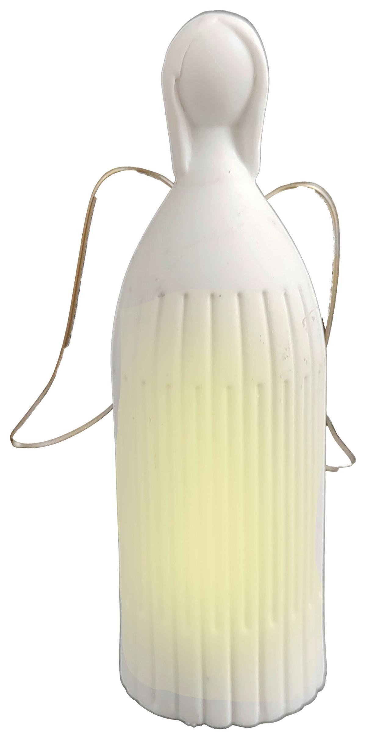 Dekoengel Enja Weiß/Naturfarben ca. 15cm - Goldfarben/Weiß, KONVENTIONELL, Keramik/Metall (4,8/15/8,5cm) - Mömax