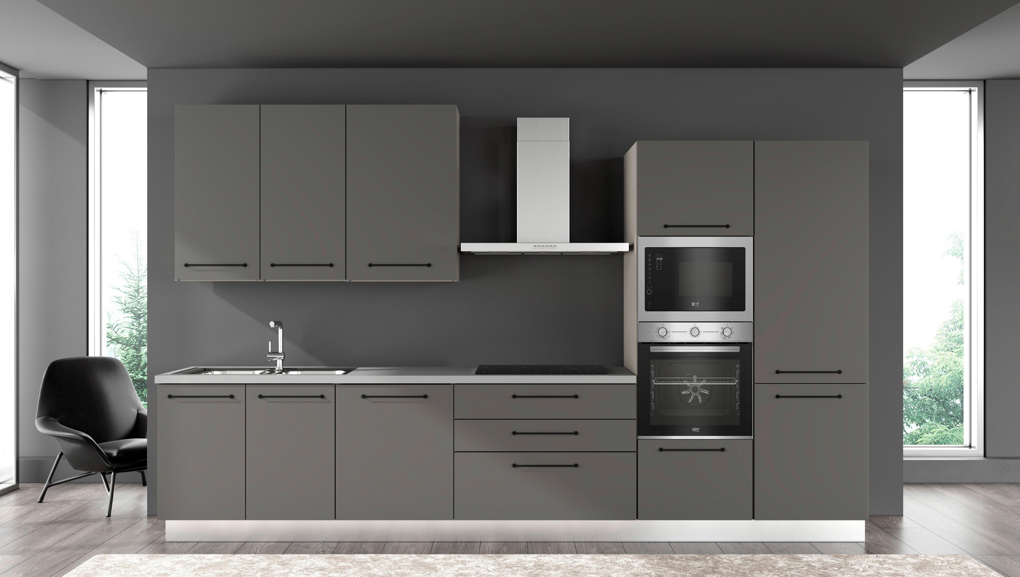 Blok Kuhinja S Aparatima Line 360 - siva/crna, Konvencionalno, drvo/metal (360/216-240/60cm) - Mömax