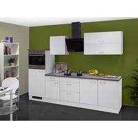 Küchenblock Lucca mit Geräten ca. 270 cm Weiß - Graubraun/Alufarben, KONVENTIONELL, Holzwerkstoff/Kunststoff (270cm) - FlexWell