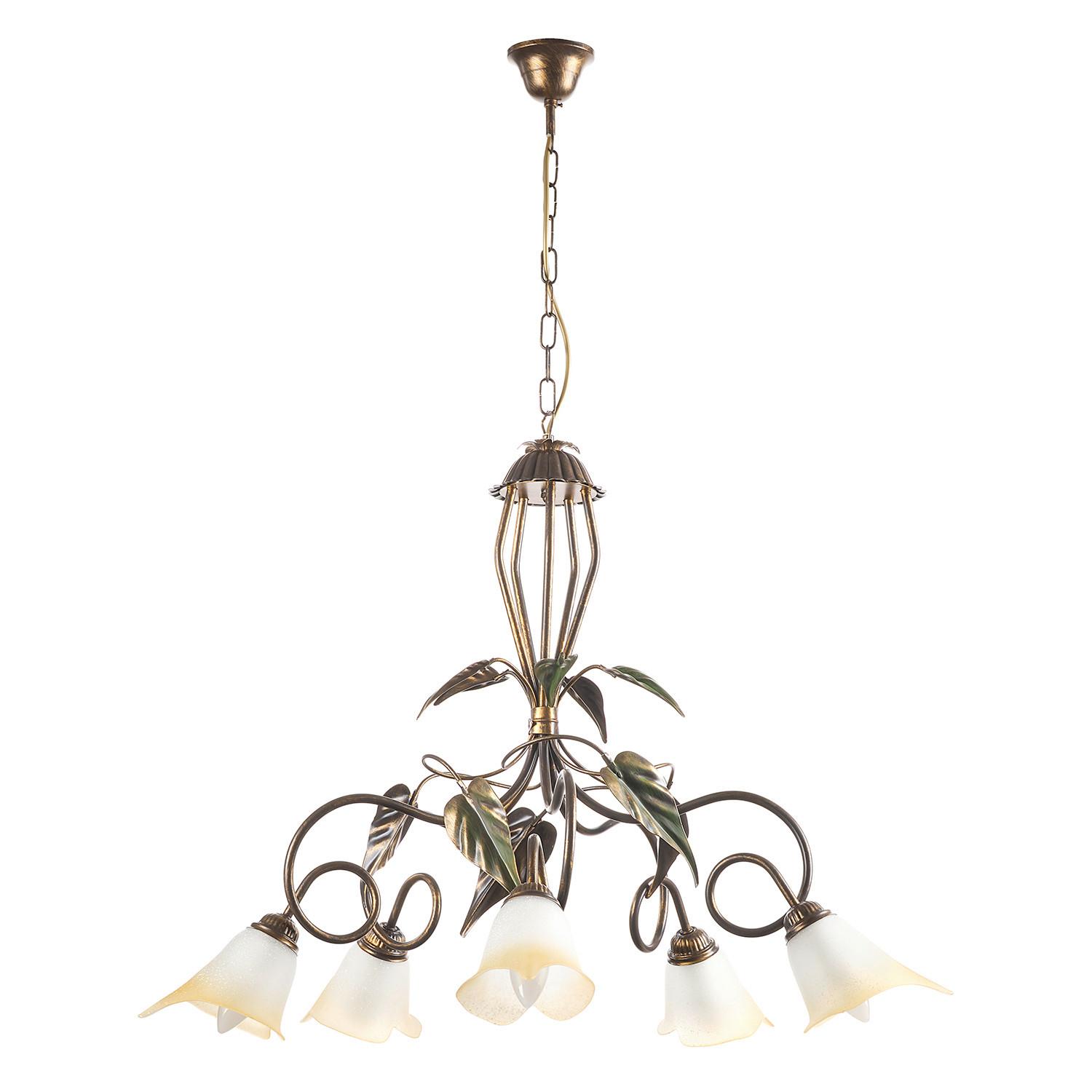 Kronleuchter Miranda Bronze/Olivgün max. 6 Watt - Bronzefarben/Olivgrün, KONVENTIONELL, Glas/Metall (90/90/130cm)