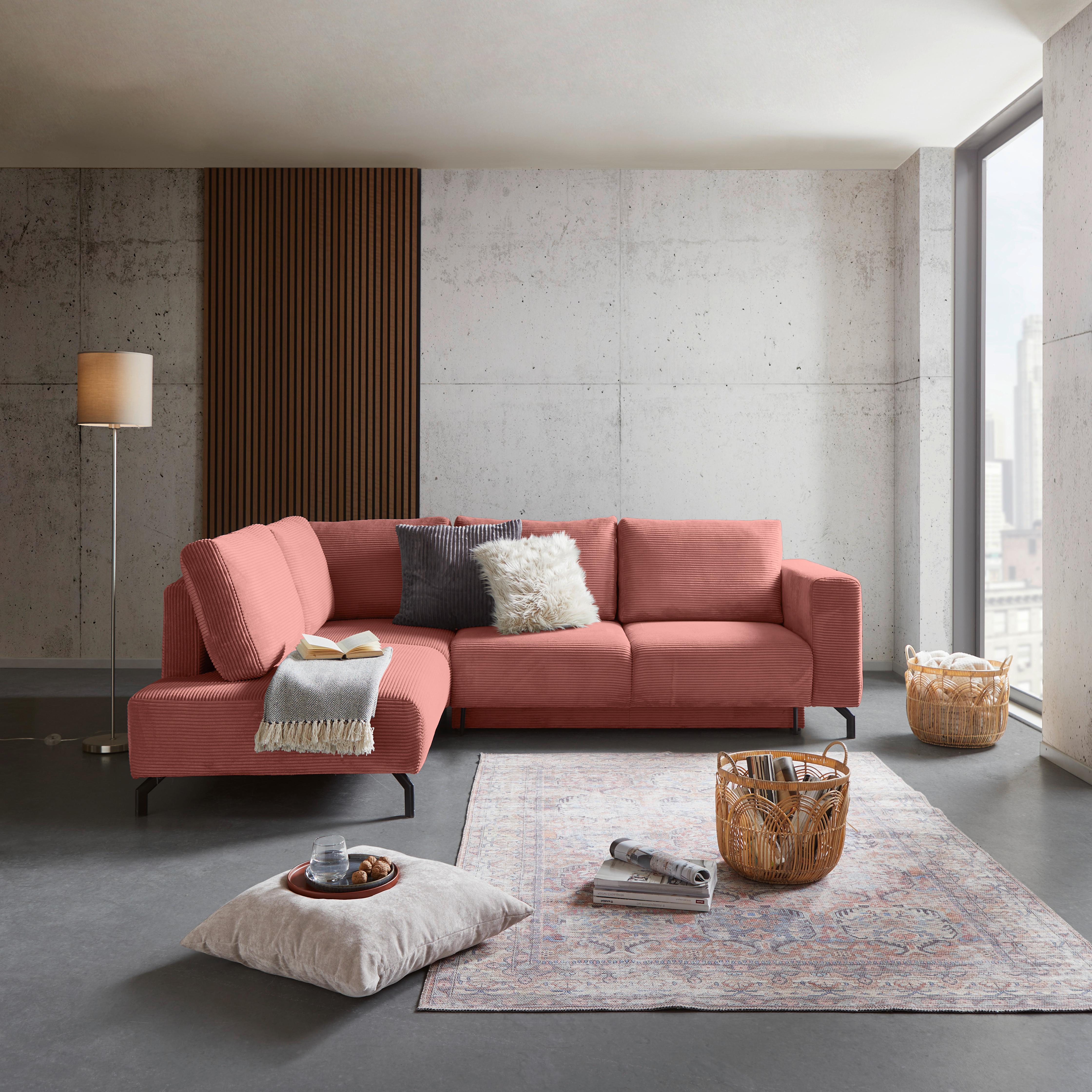 Kutna Garnitura Veni - prljavo ružičasta/crna, Moderno, tekstil (210/272cm) - Modern Living