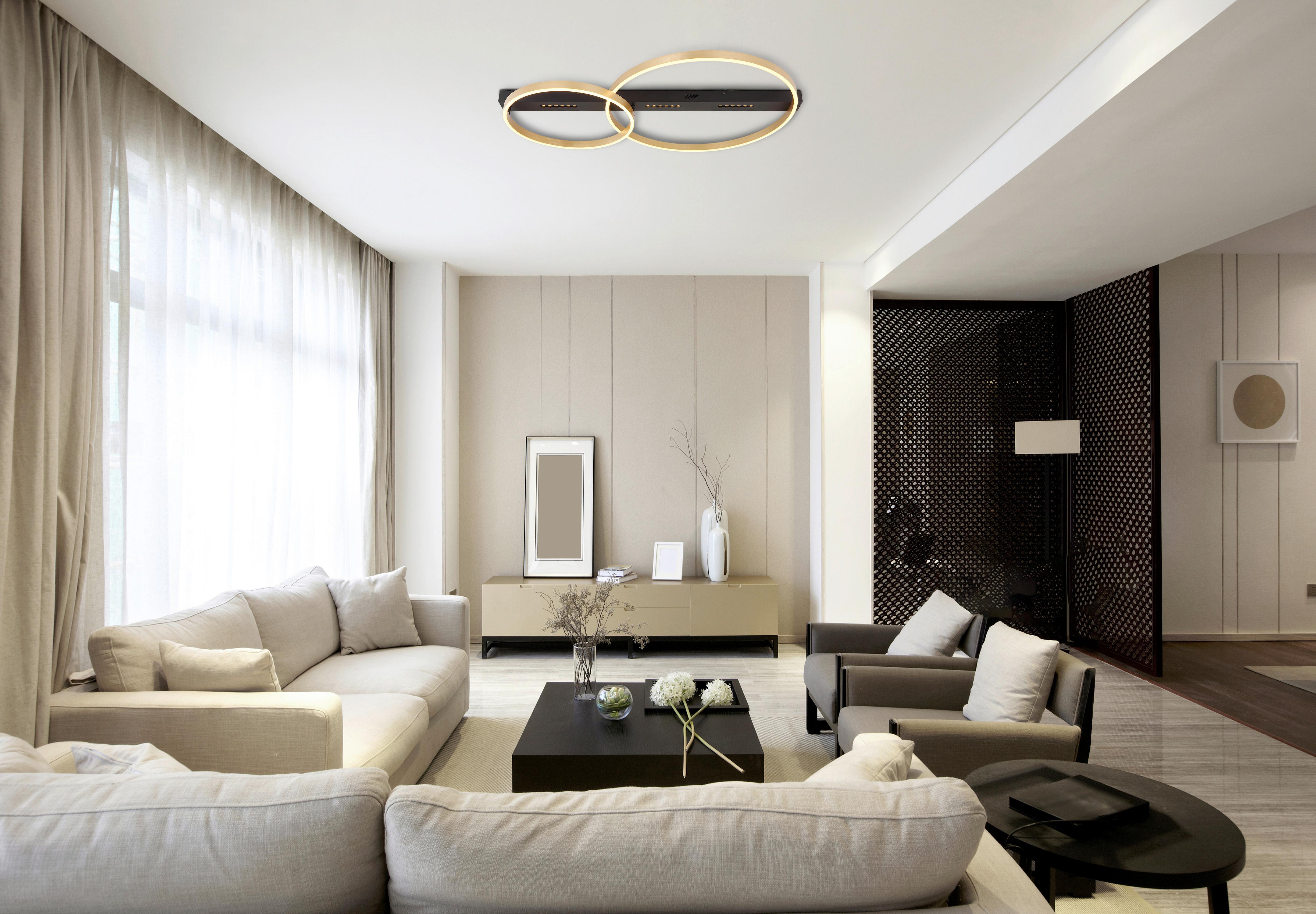 Stropna Led-svetilka Luffy, S Sijalko - zlate barve/črna, Design, kovina/umetna masa (93/58,5/10,2cm)