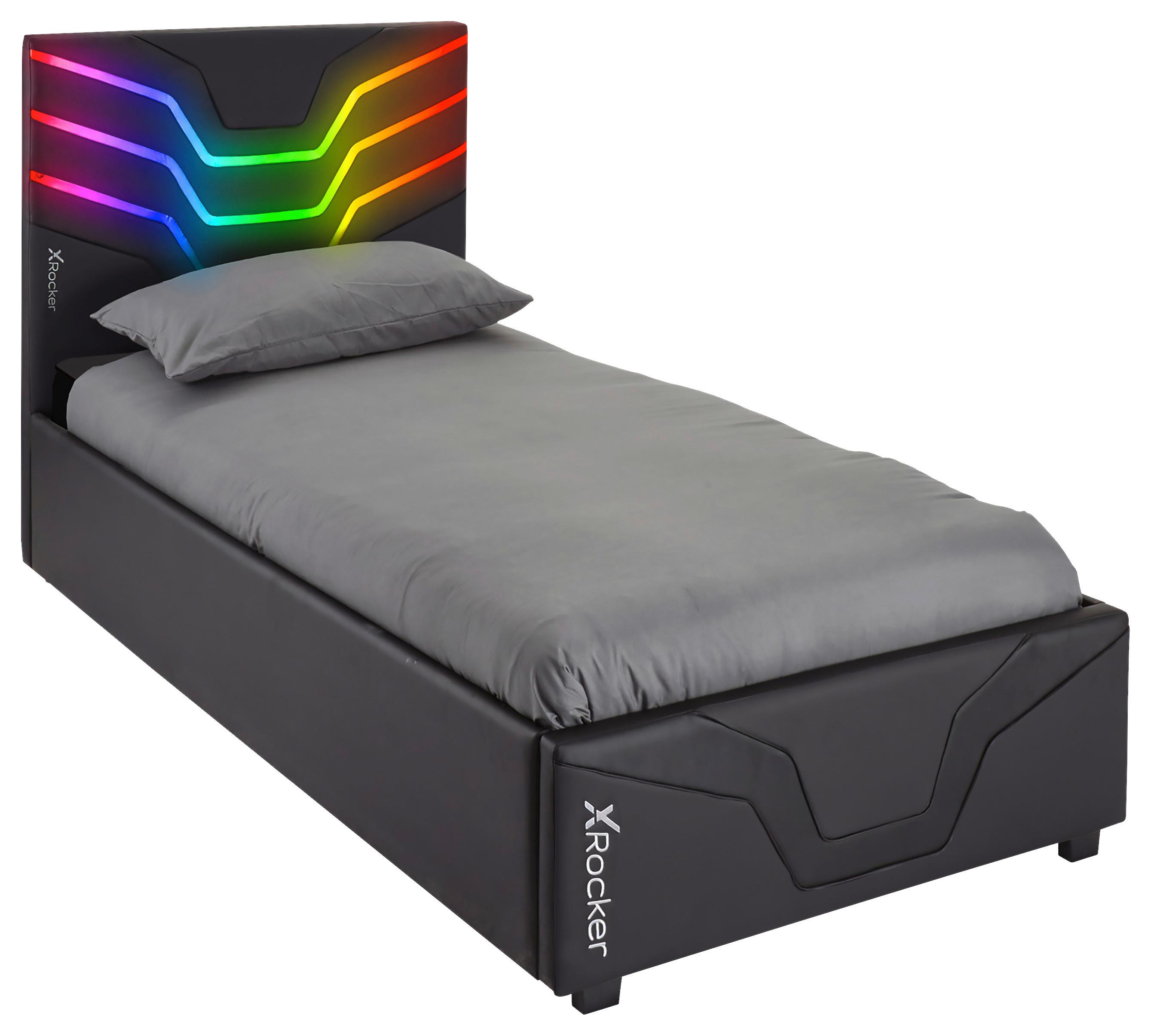 Gamingbett Cosmos 90x190 Schwarz mit LED - Schwarz, MODERN, Holzwerkstoff (90/200cm) - X Rocker