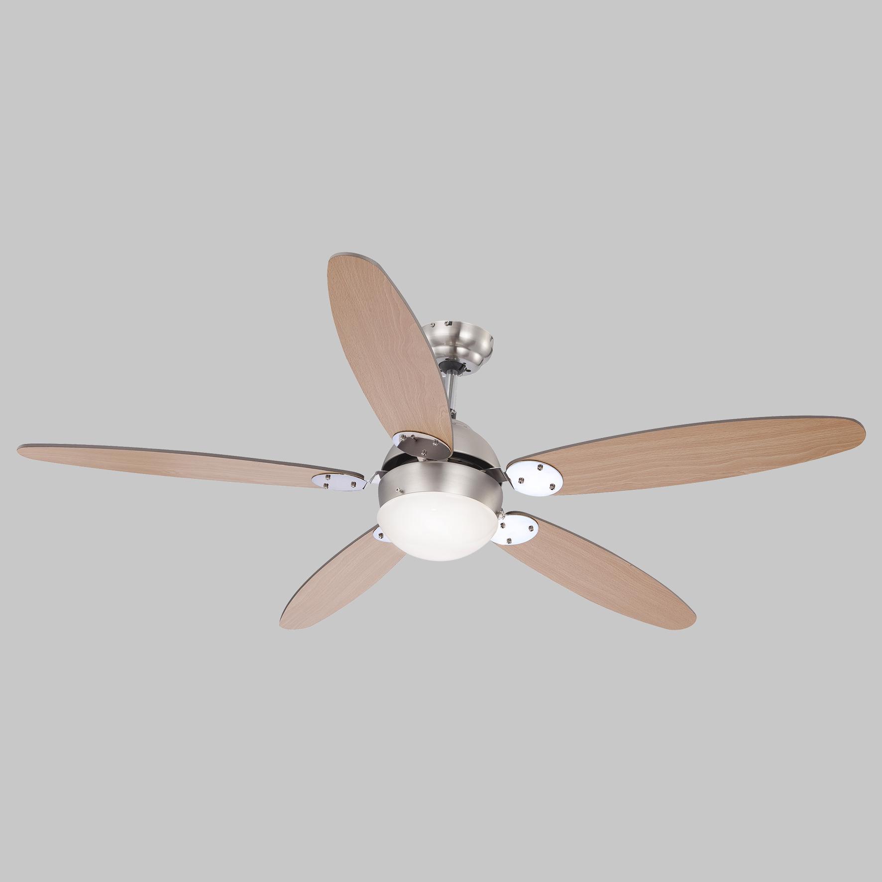Deckenventilator Rolan max. 60 Watt - Buchefarben/Graphitfarben, KONVENTIONELL, Glas/Holz (132/40,6cm) - Globo